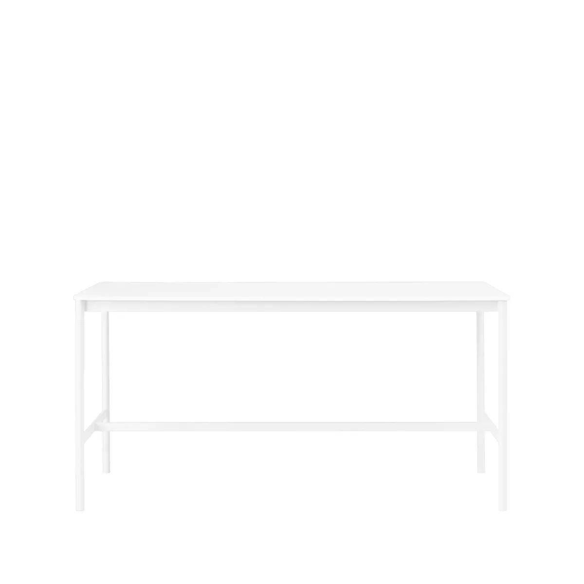Muuto Base High Bartisch White laminate, Weißes Gestell, abskant, b85 l190 h95
