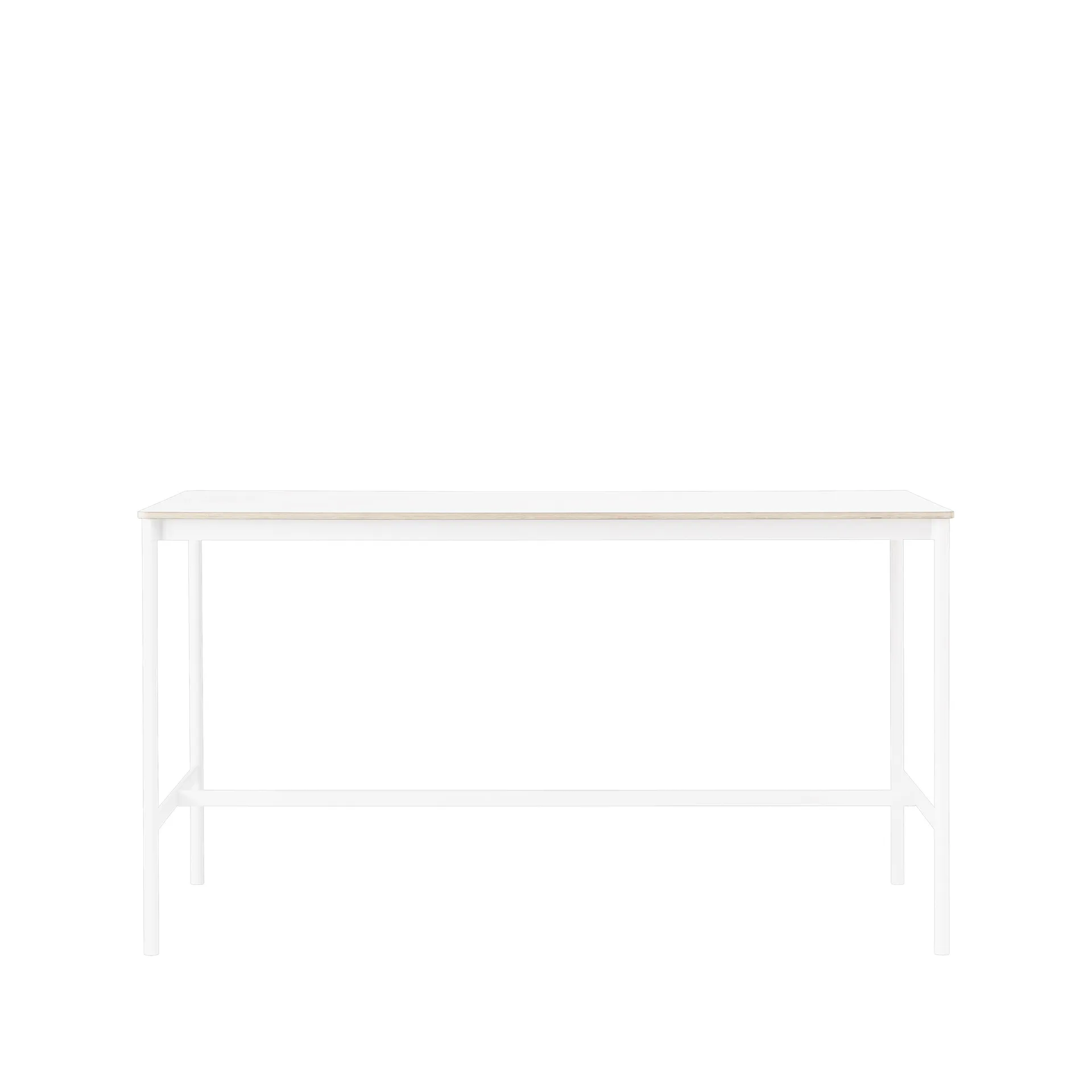 Base High Bartisch, White laminate, Weißes Gestell, plywoodkant, b85 l190 h105 Muuto