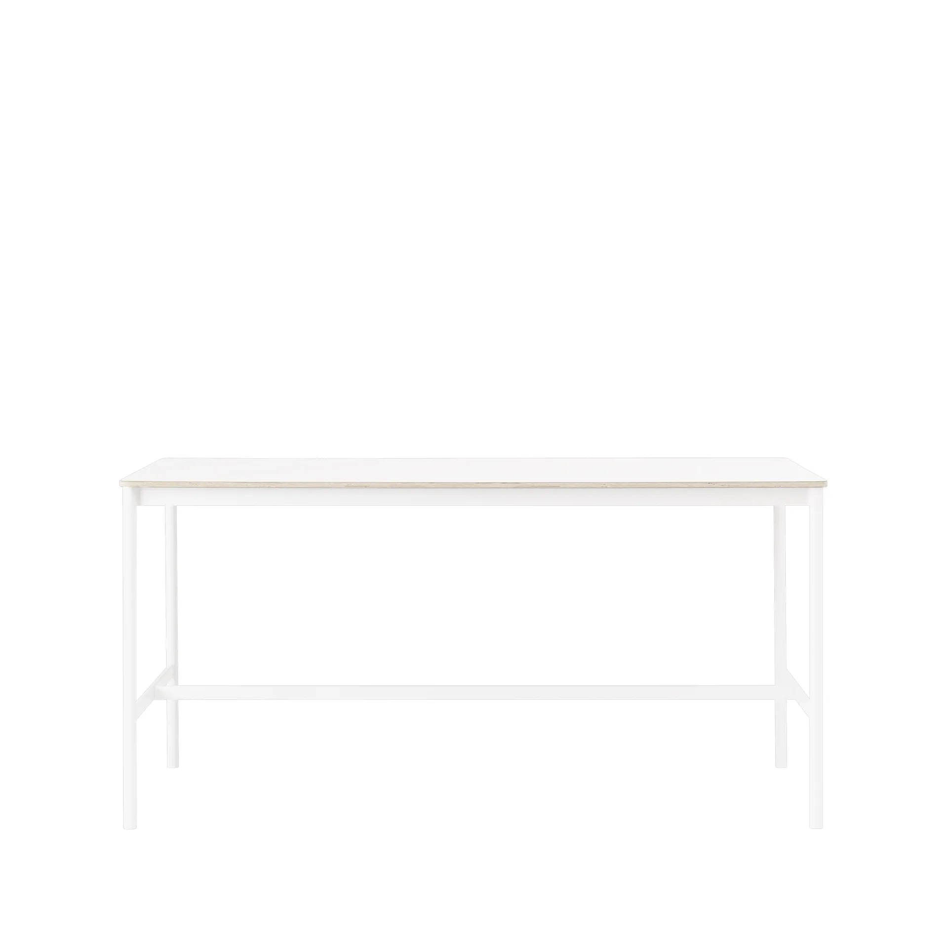 Base High Bartisch, White laminate, Weißes Gestell, plywoodkant, b85 l190 h95 Muuto