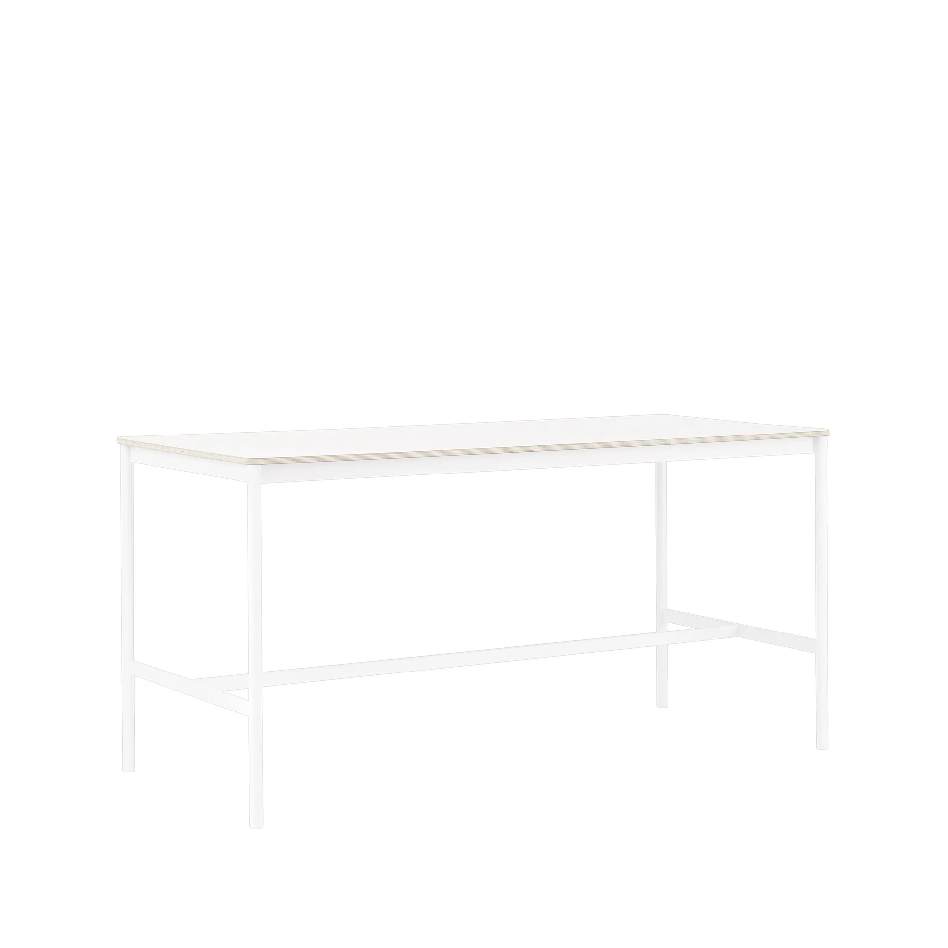 Base High Bartisch, White laminate, Weißes Gestell, plywoodkant, b85 l190 h95 Muuto