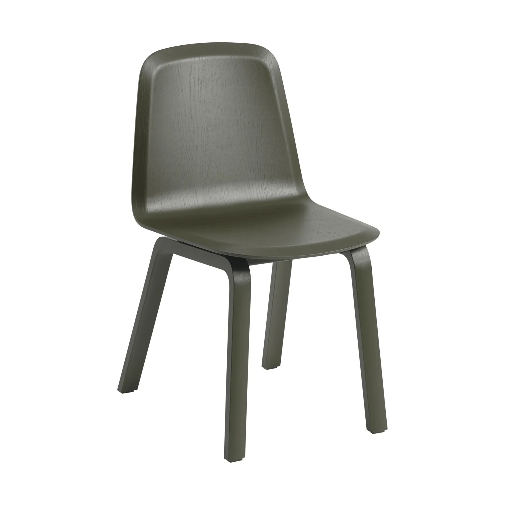 Brink Chair Wood Base Stuhl, Dunkeloliv Muuto