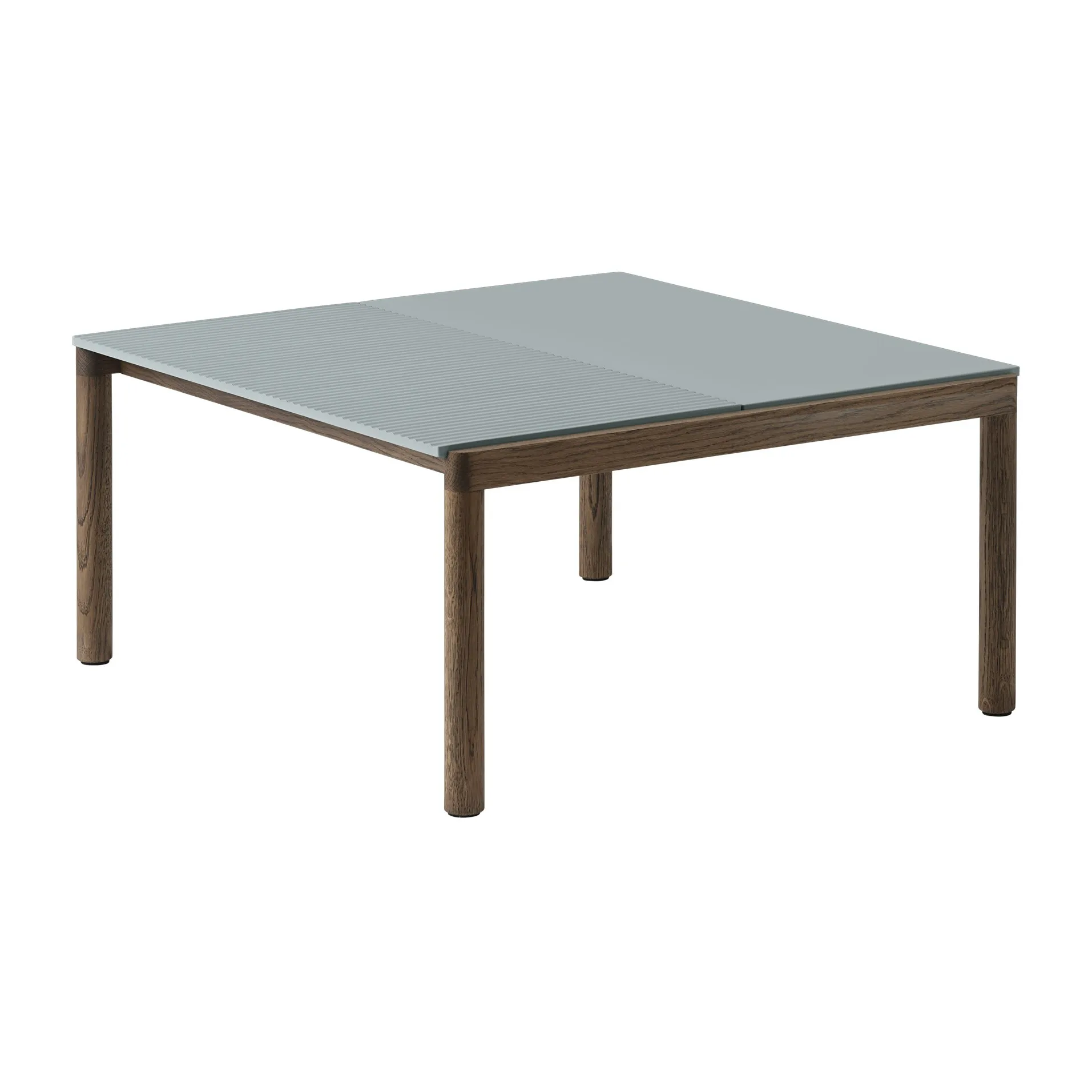 Couple 1 Plain-1 Wavy Beistelltisch 80 x 84 x 40cm, Pale blue-dark oiled oak Muuto