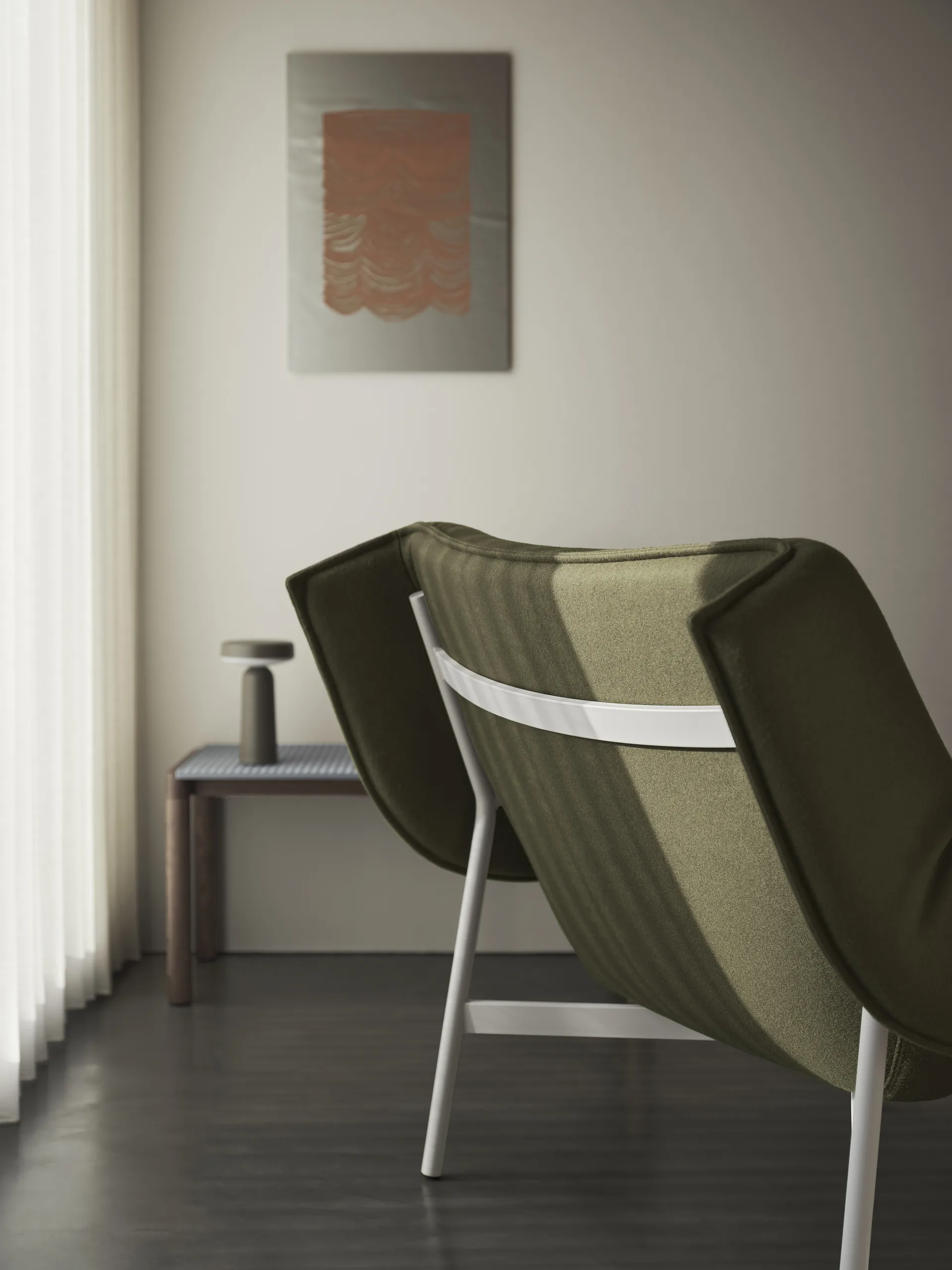 Couple 1 Wavy Beistelltisch 40 x 84 x 40cm, Pale blue-dark oiled oak Muuto