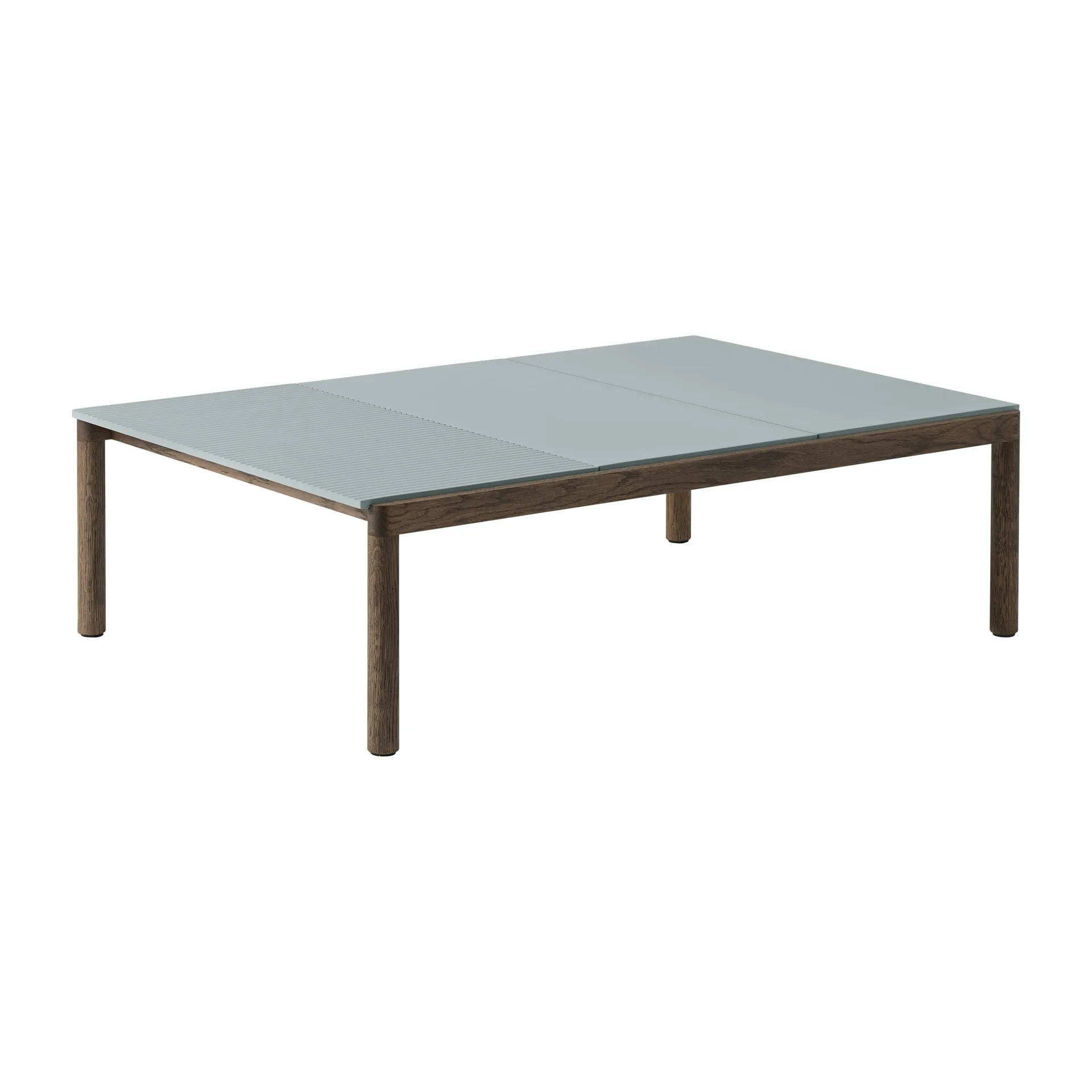 Couple 2 Plain-1 Wavy Beistelltisch 120 x 84 x 35cm, Pale blue-dark oiled oak Muuto