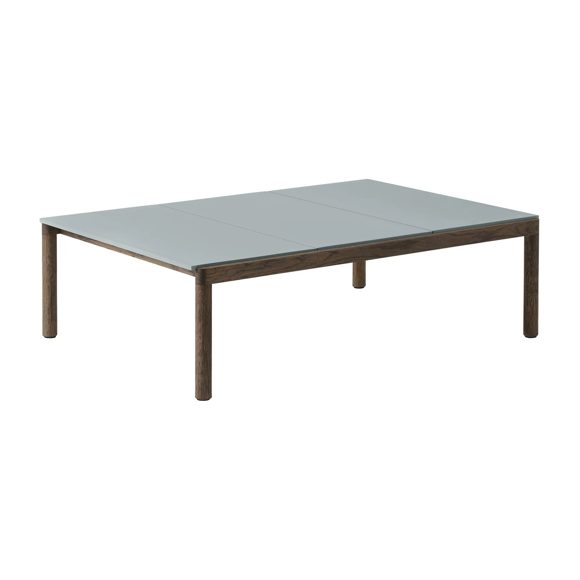 Couple 3 Plain Couchtisch 120 x 84 x 35cm, Pale blue-dark oiled oak Muuto