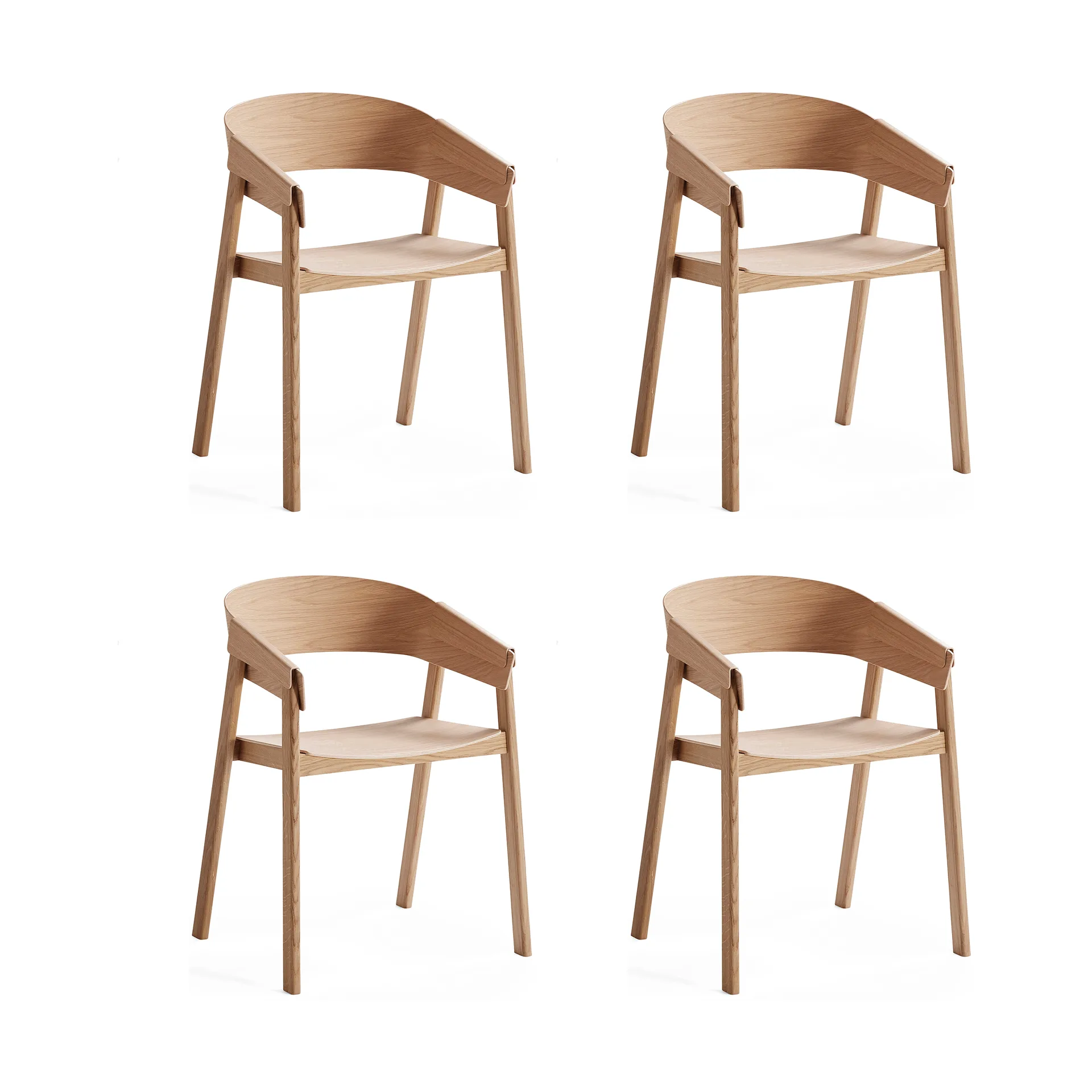 Cover armchair Armlehnstuhl, Eiche, 4er Pack Muuto