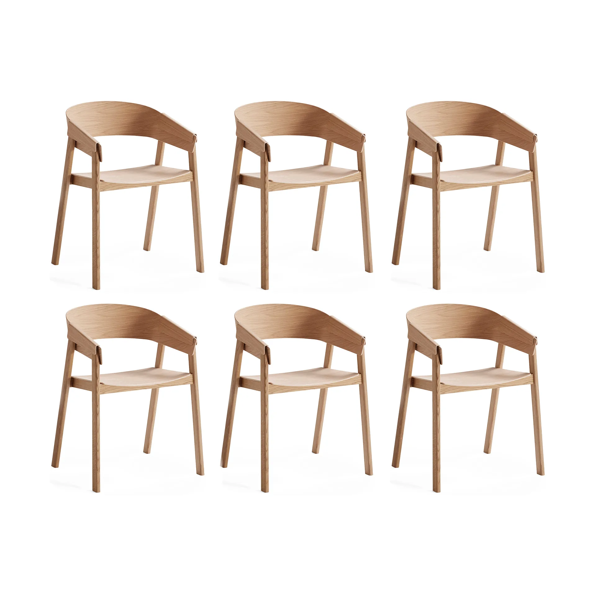 Cover armchair Armlehnstuhl, Eiche, 6er Pack Muuto