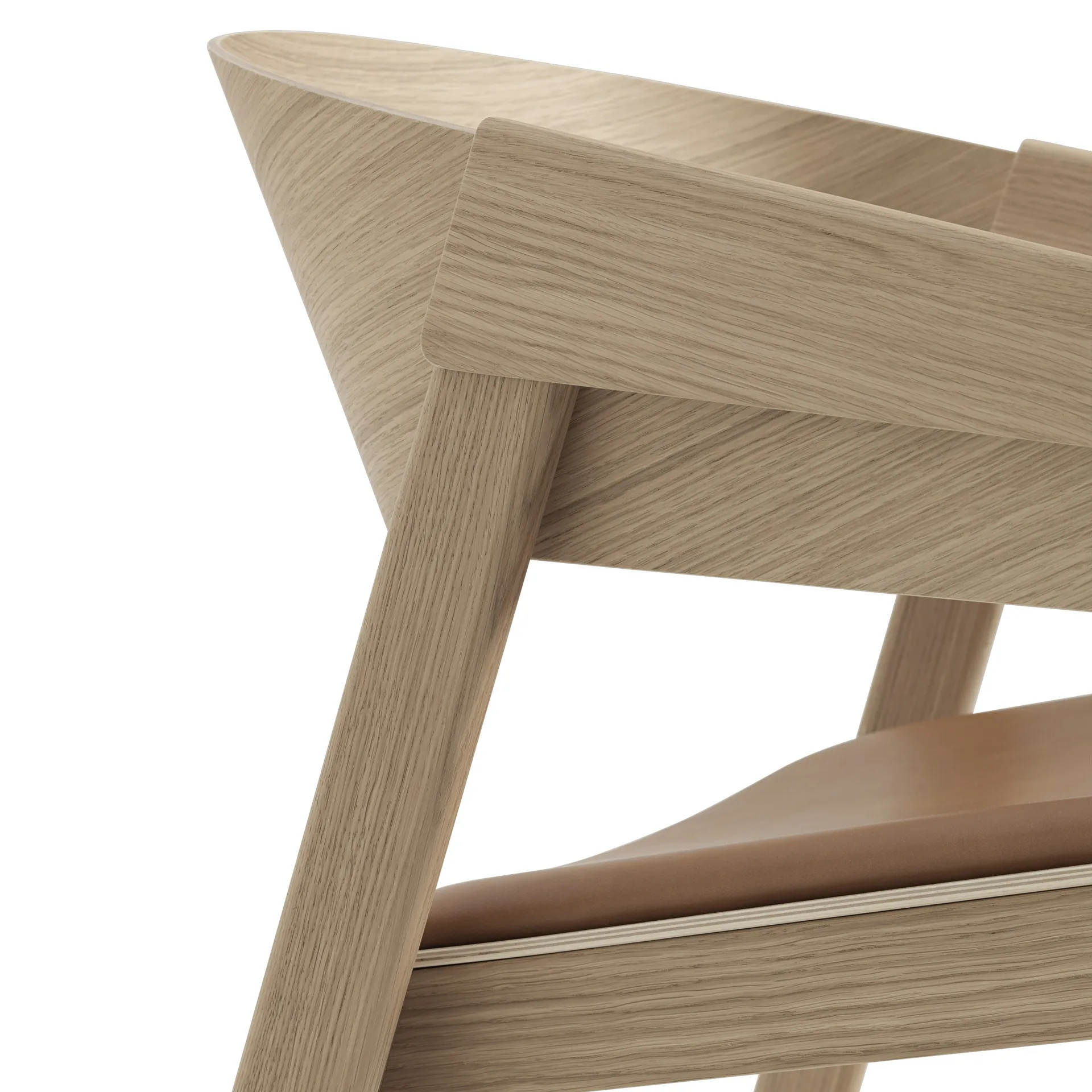 Cover lounge chair leather, Cognac-Eiche Muuto