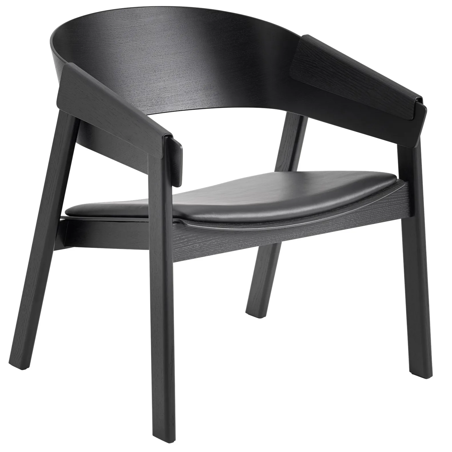 Cover lounge chair leather, Refine leather black-Black Muuto