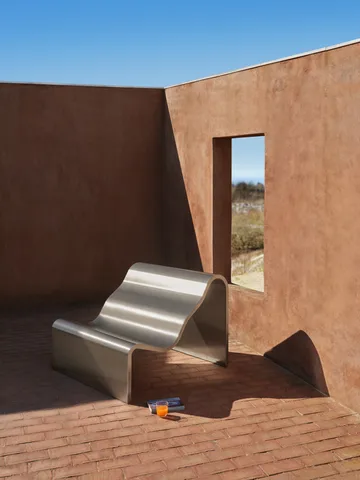 Dream View Bank - Gebürsteter Stahl, 100 cm - Muuto