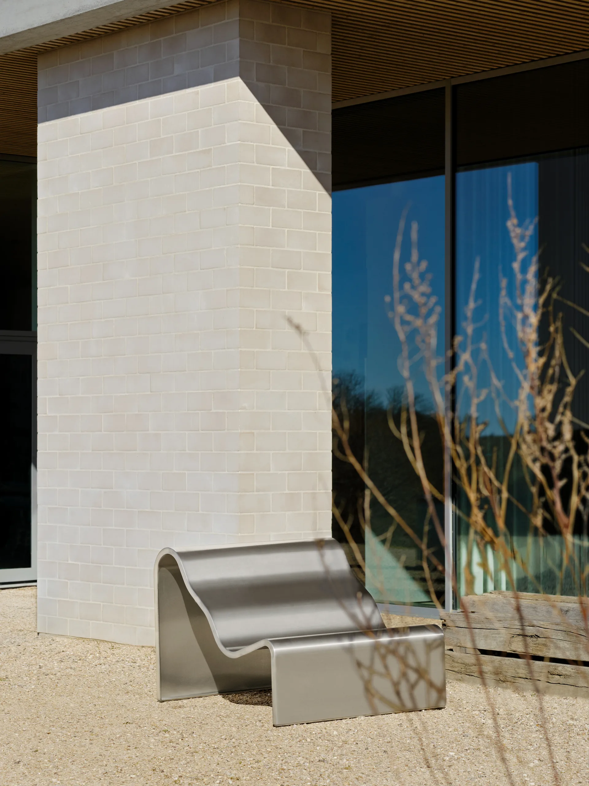 Dream View Bank, Gebürsteter Stahl, 100 cm Muuto