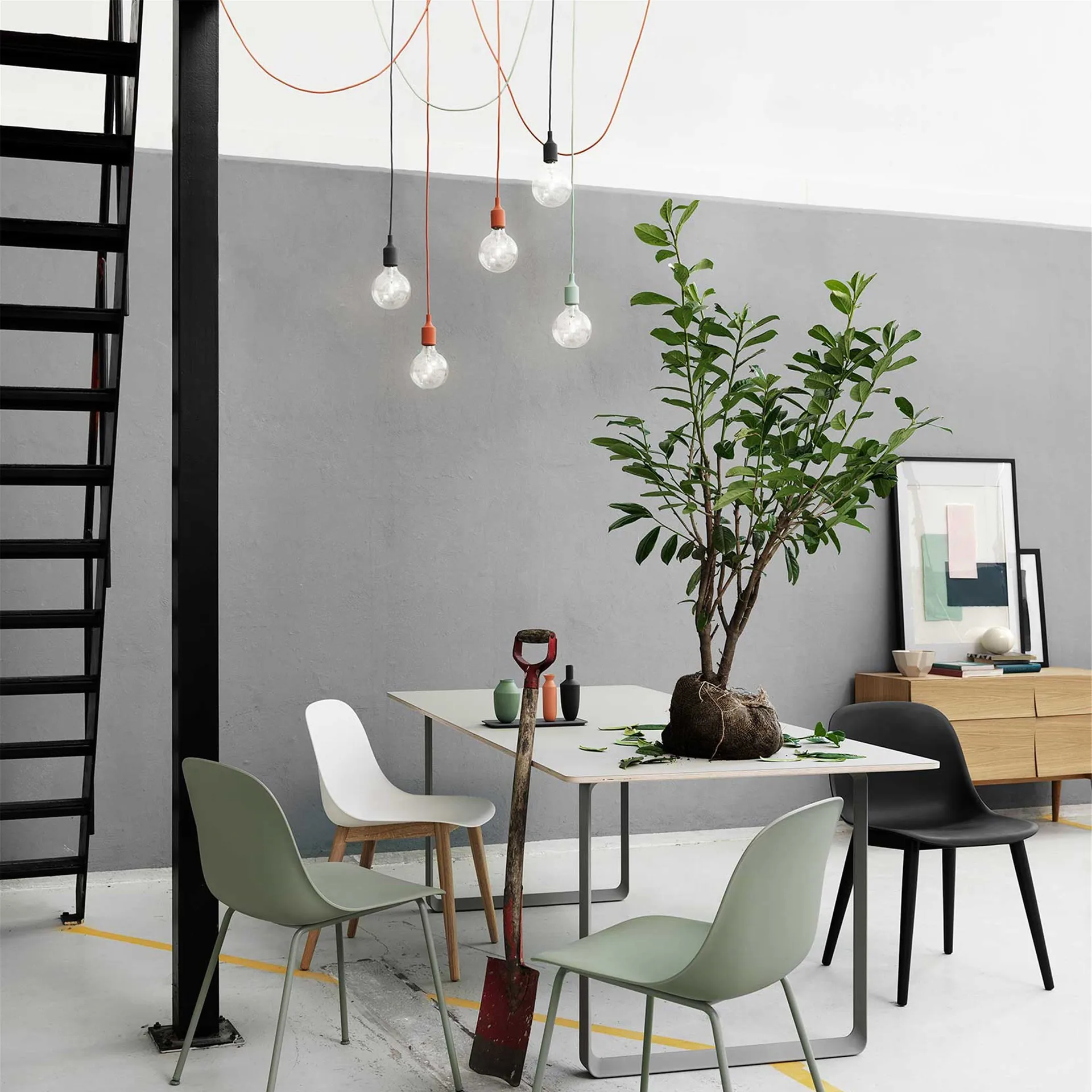 E 27 Lamp Pendelleuchte, Schwarz Muuto