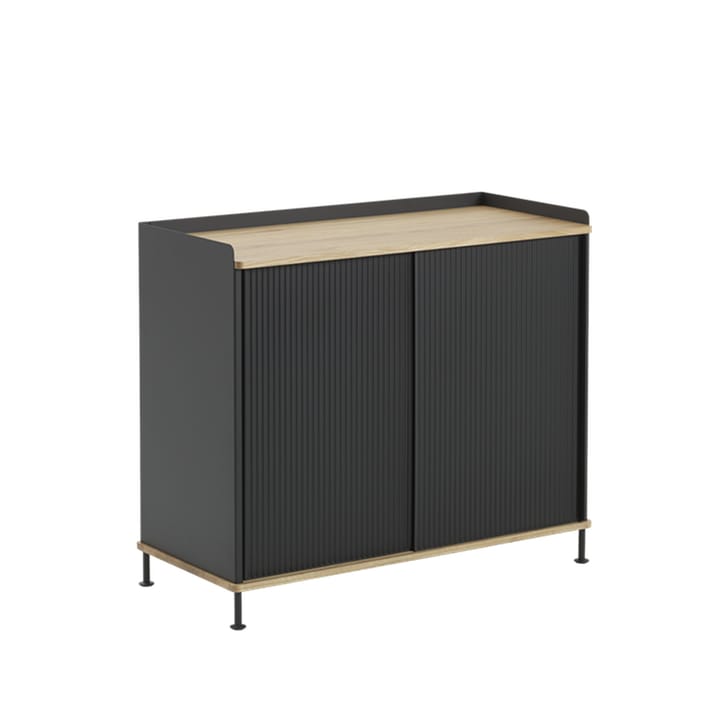 Enfold Tall Sideboard - Black-Oak-Metal - Muuto