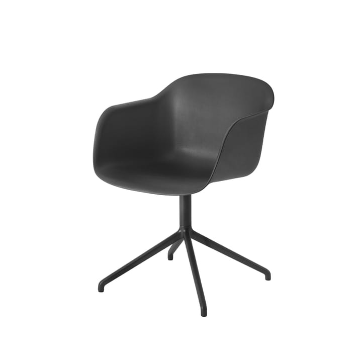 Fiber armchair Bürostuhl mit drehbarem Gestell - Black, Schwarzes Gestell - Muuto