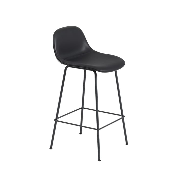 Fiber Barstuhl Metallbeine - Refine leather black-Black - Muuto