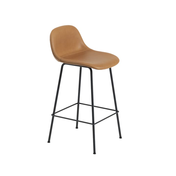 Fiber Barstuhl Metallbeine - Refine leather cognac-Black - Muuto