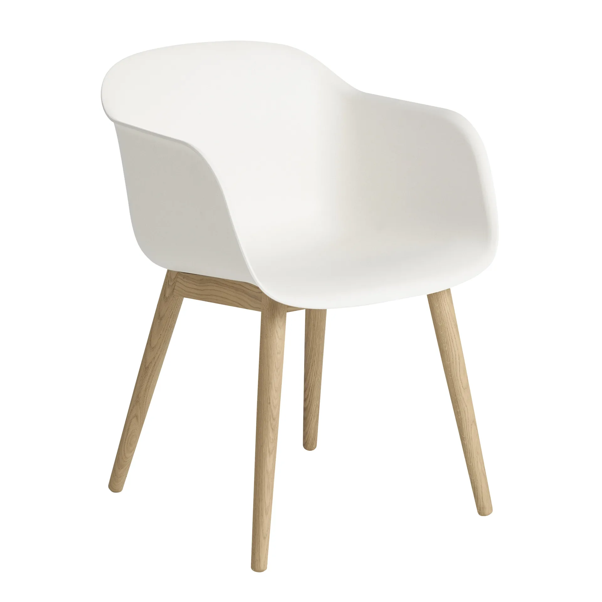 Fiber Chair Stuhl mit Armlehnen und Holzbeinen, Natural white-Oak Muuto