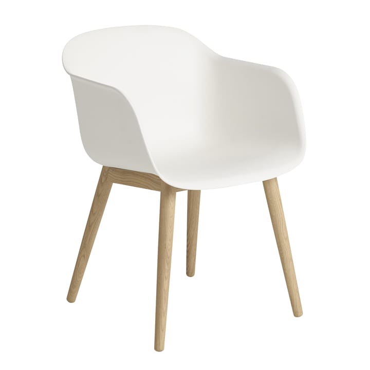 Fiber Chair Stuhl mit Armlehnen und Holzbeinen - Natural white-Oak - Muuto