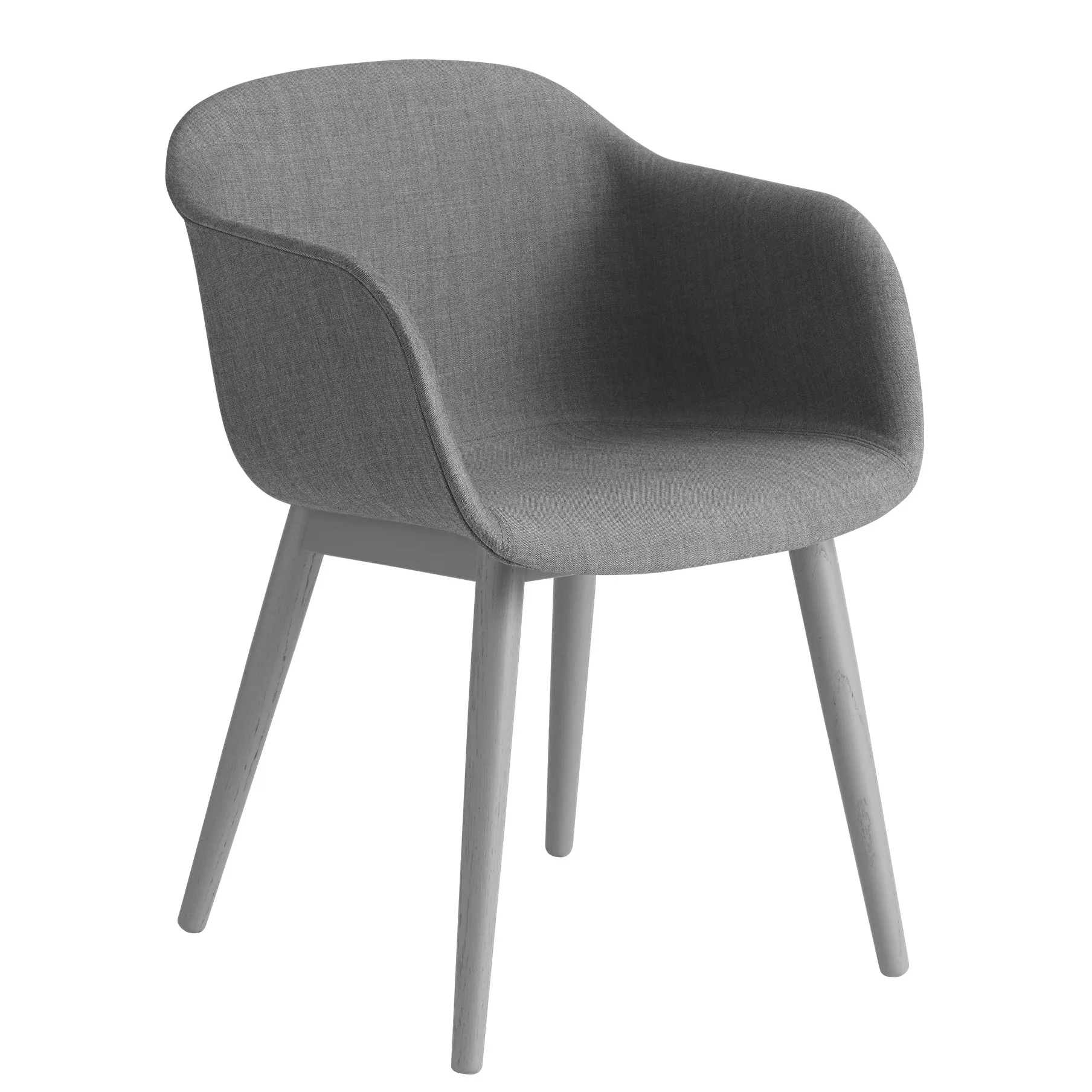 Fiber Chair Stuhl mit Armlehnen und Holzbeinen, Remix 133-grey Muuto
