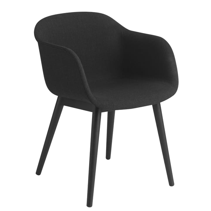 Fiber Chair Stuhl mit Armlehnen und Holzbeinen - Remix 183-black - Muuto