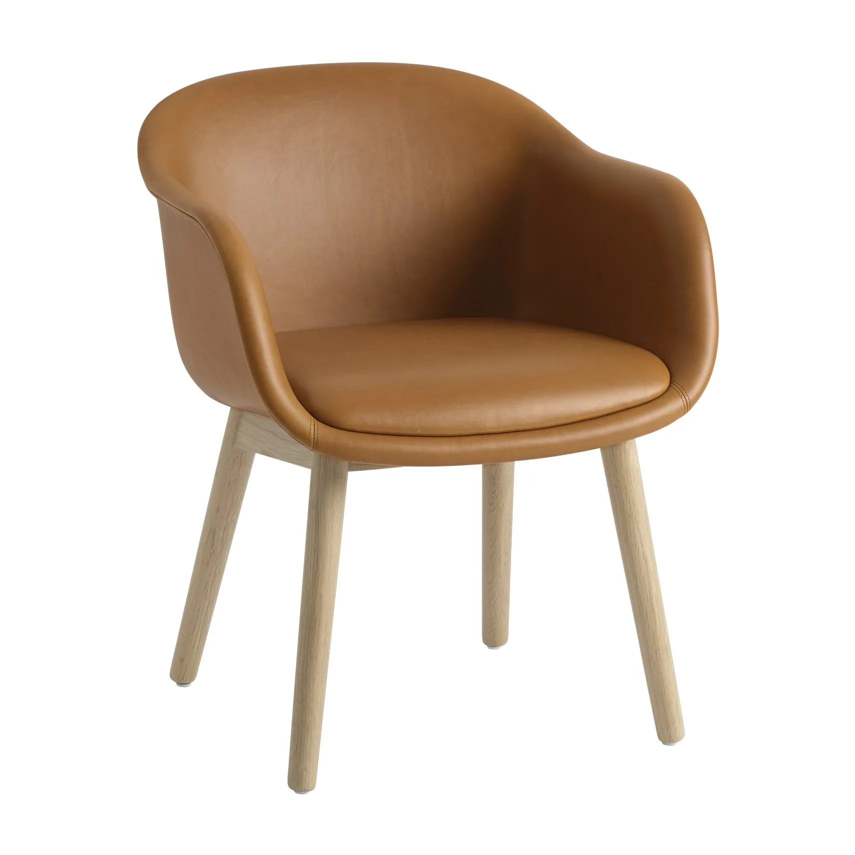 Fiber Conference Armchair mit Holzbeinen, Refine leather cognac-oak Muuto