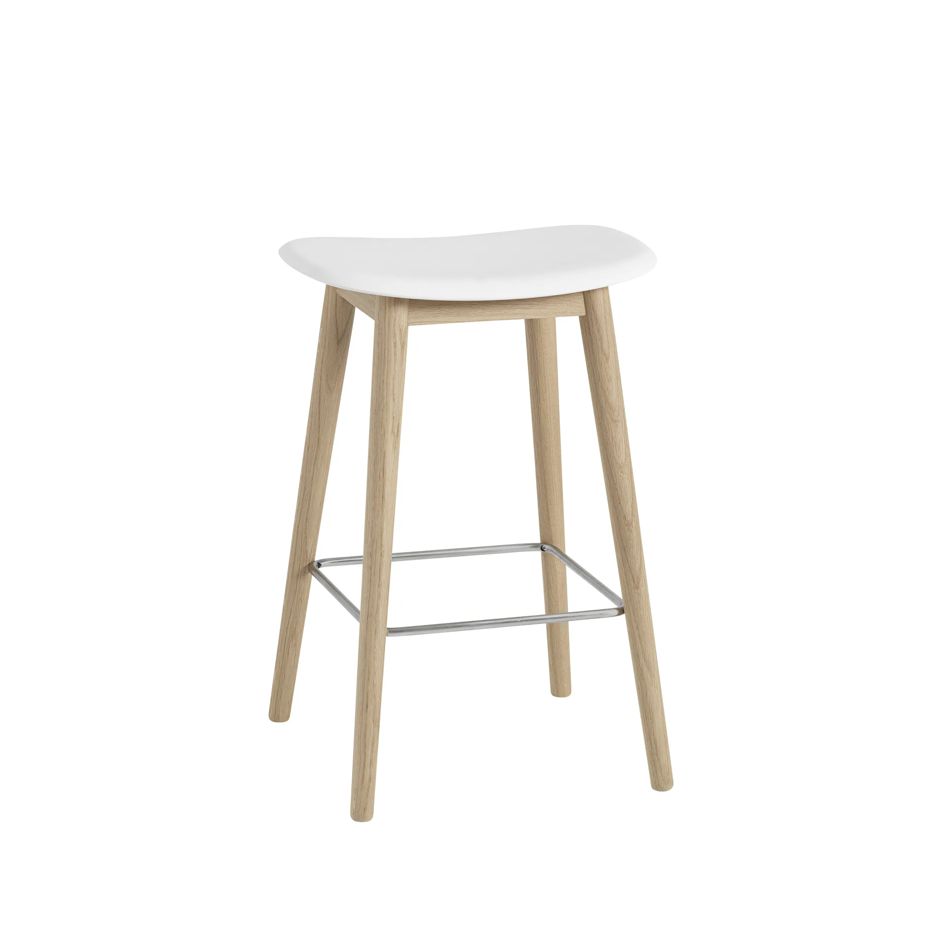 Fiber counter Stuhl 65 cm, White, Eichenholzbeine Muuto