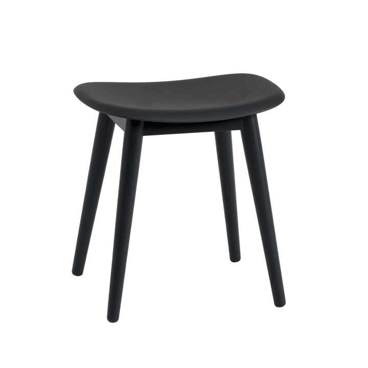 Fiber Hocker - Black, Holzbeine - Muuto