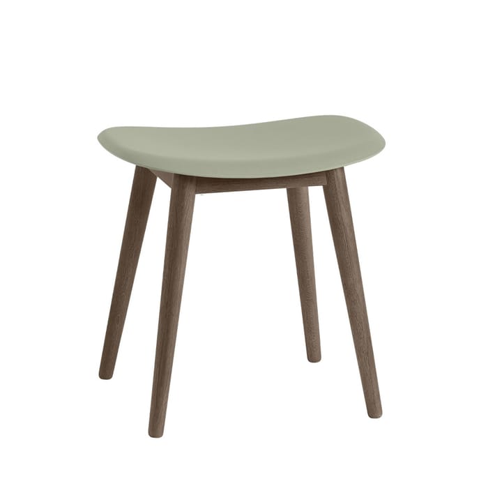 Fiber Hocker - Dusty green, dunklebraun gebeizte Holzbeine - Muuto