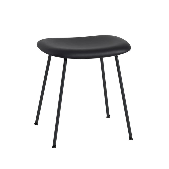 Fiber Hocker - Leder black, Schwarzes Stahlgestell - Muuto