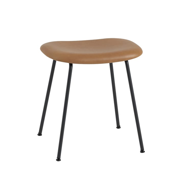 Fiber Hocker - Leder cognac, Schwarzes Stahlgestell - Muuto