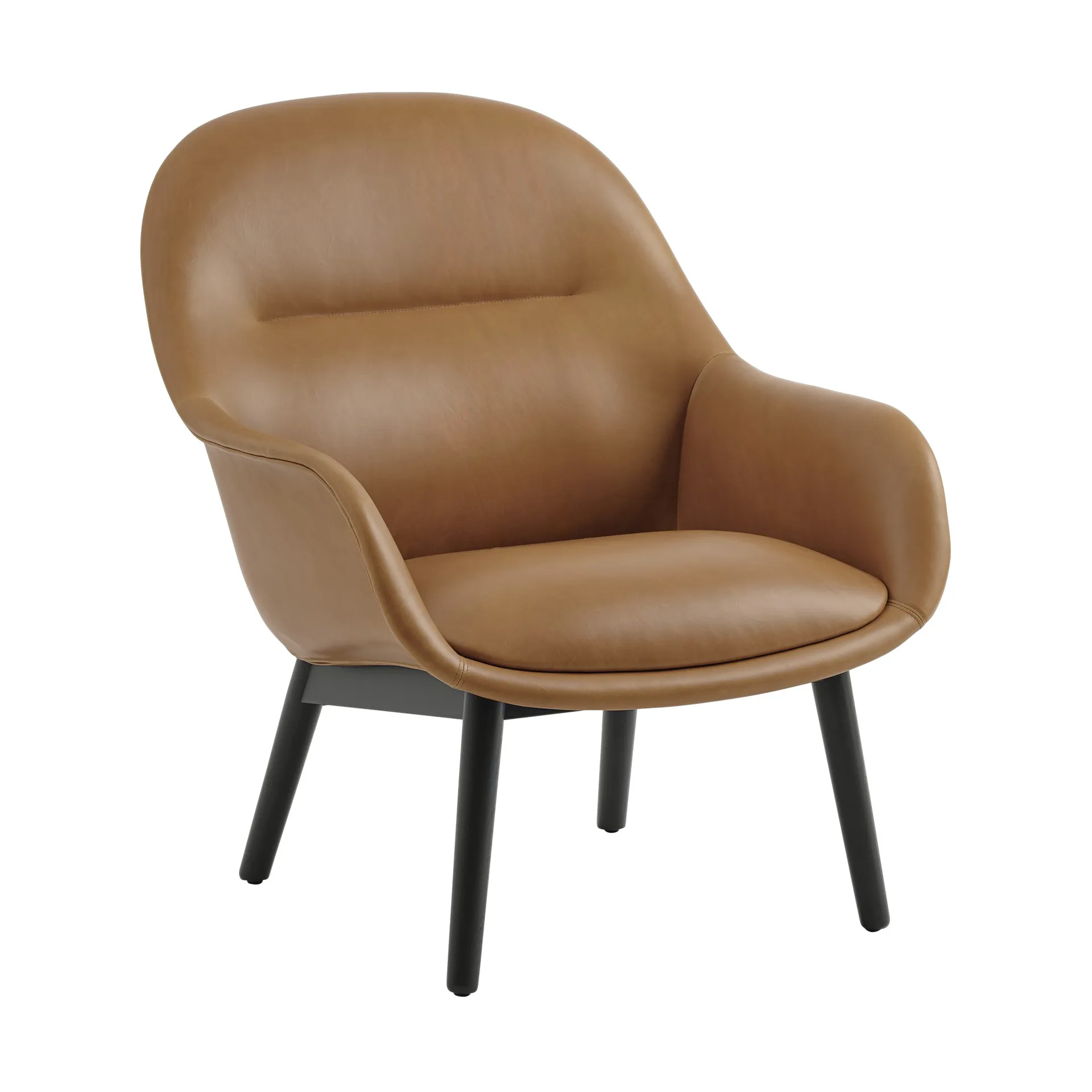Fiber Lounge Sessel mit Eichenbeinen, Refine leather cognac-black Muuto