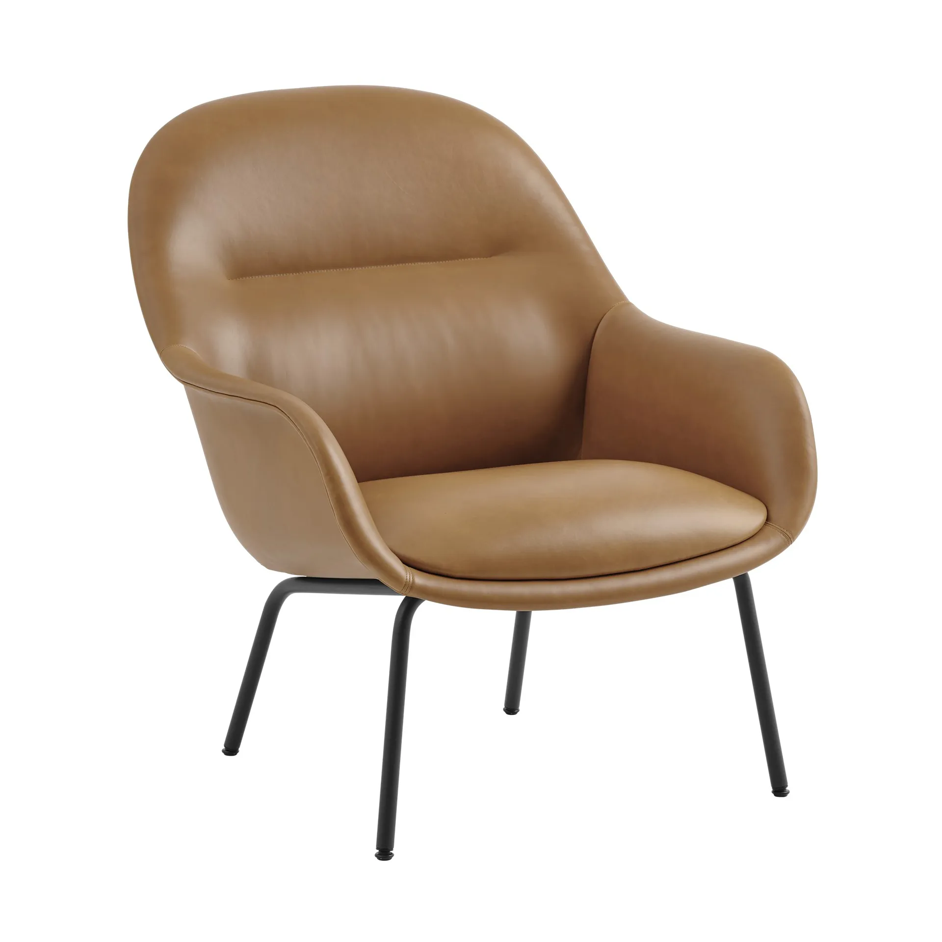 Fiber Lounge Sessel mit Stahlbeinen, Refine leather cognac-black Muuto