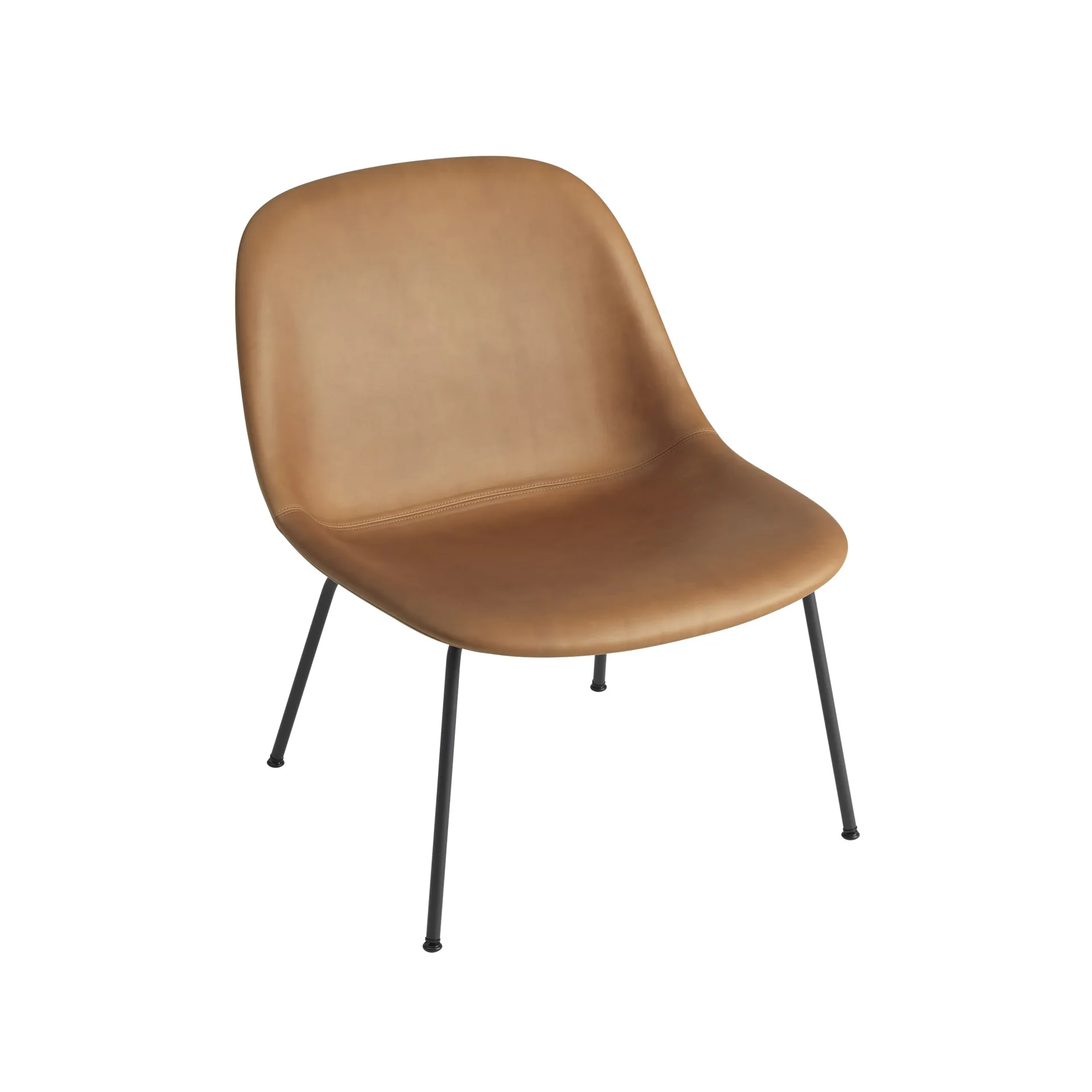 Fiber Lounge Stuhl mit Stahlbeinen, Refine leather cognac-Black Muuto