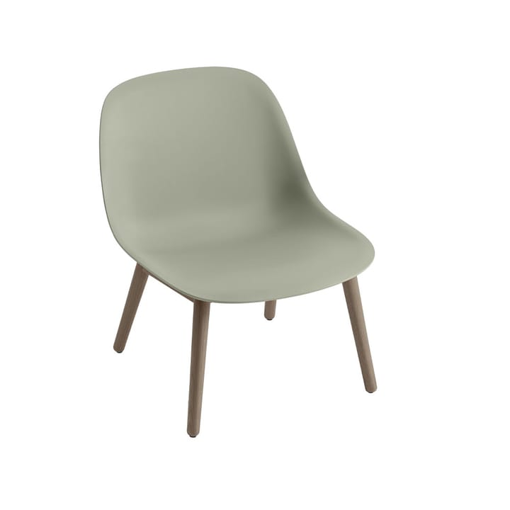 Fiber Loungestuhl wood base - Dusty green, dunklebraun gebeizte Beine - Muuto