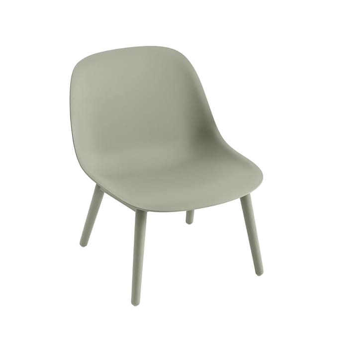 Fiber Loungestuhl wood base - Dusty green, dusty green Beine - Muuto