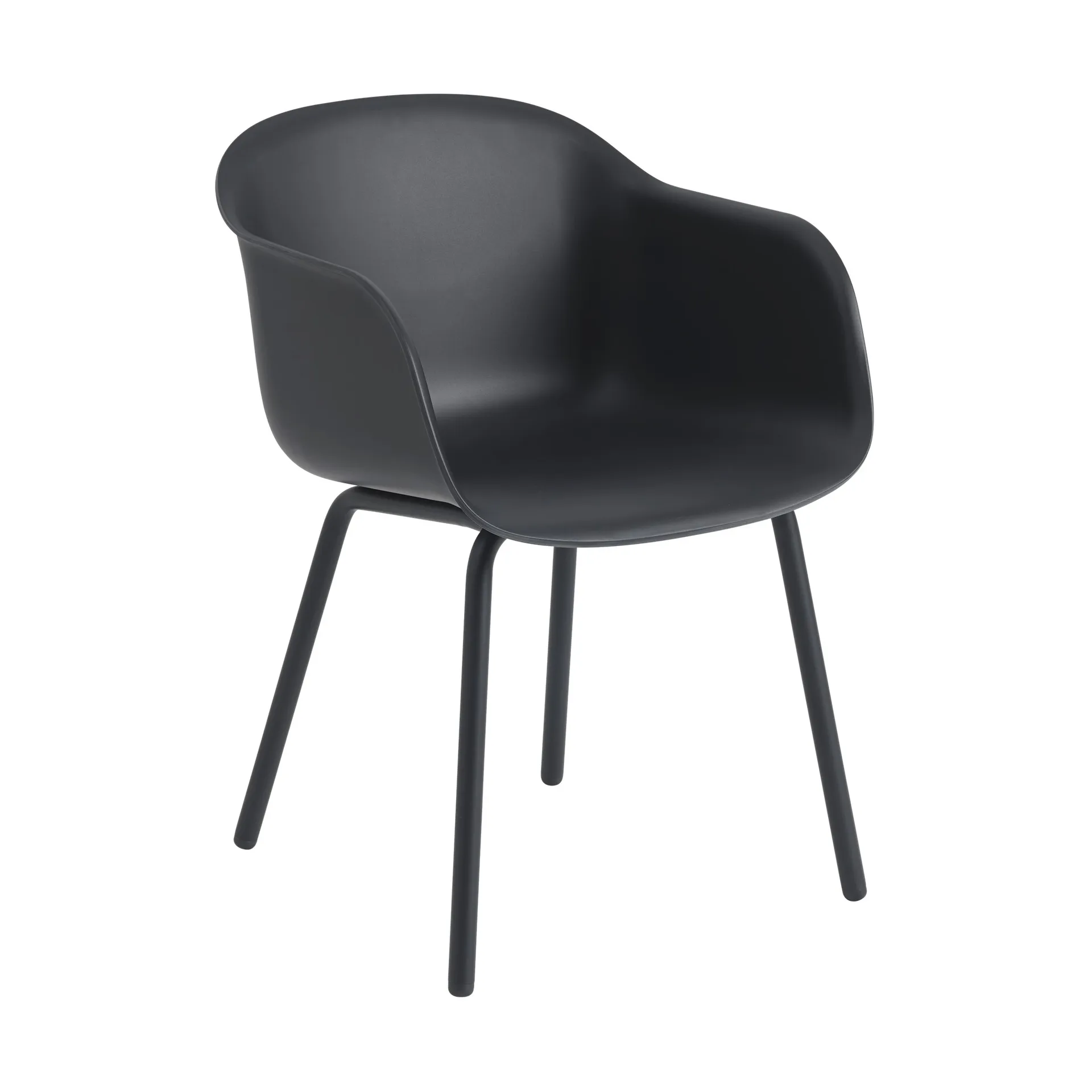 Fiber Outdoor Armchair mit Stahlbeinen, Anthracite black (plastic) Muuto
