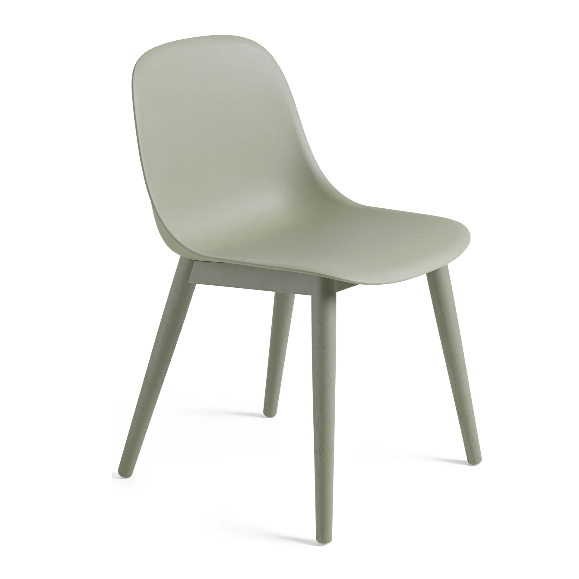 Fiber side chair Stuhl mit Holzbeinen, Dusty green Muuto