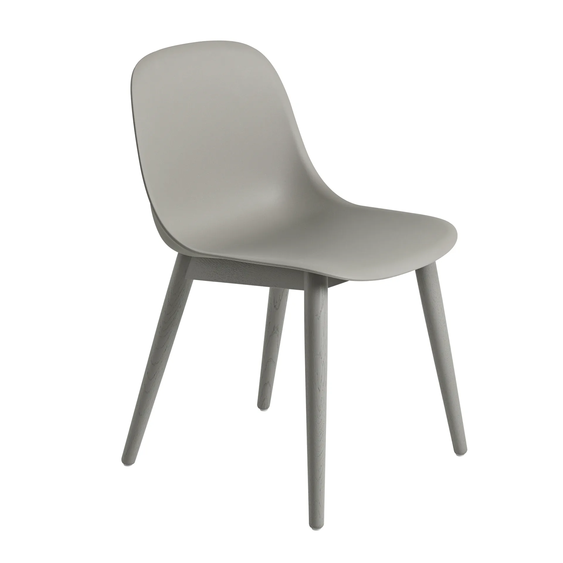 Fiber side chair Stuhl mit Holzbeinen, Grey (Kunststoff) Muuto