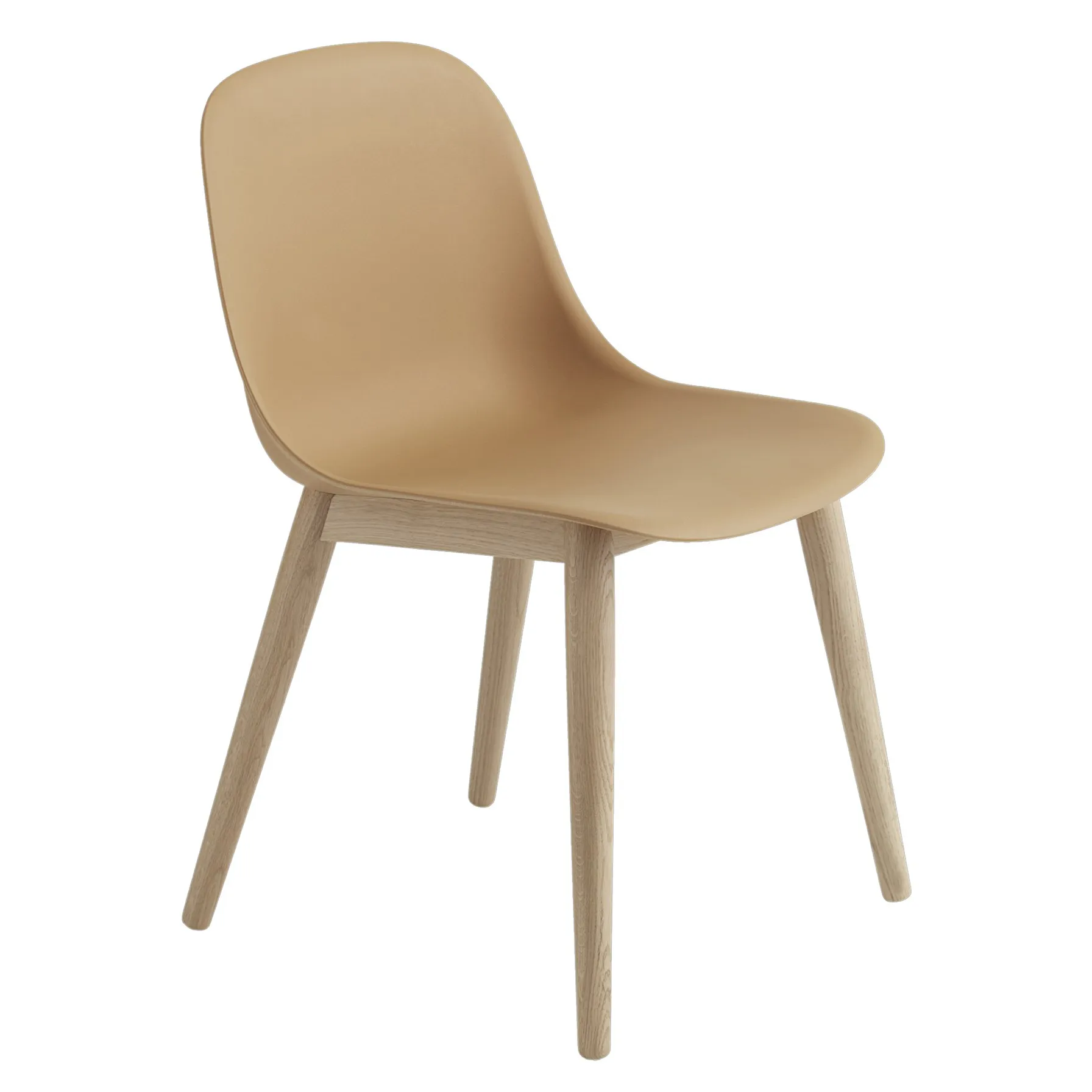 Fiber side chair Stuhl mit Holzbeinen, Ochre-oak Muuto