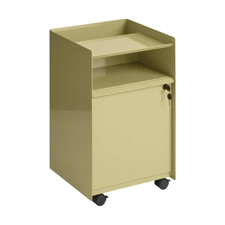 Folded Trolley Rollwagen mit Schrank - Dunkelbeige Grün - Muuto