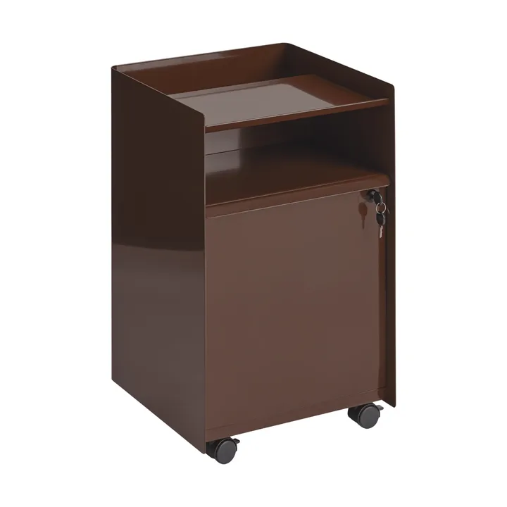 Folded Trolley Rollwagen mit Schrank - Dunkelrot - Muuto
