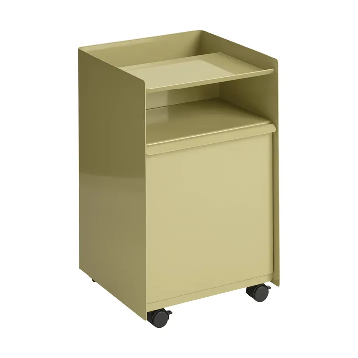 Folded Trolley Rollwagen mit Schublade - Dunkelbeige Grün - Muuto