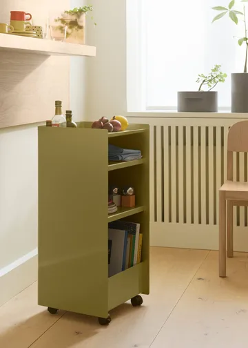 Folded Trolley Rollwagen offen - Dunkelbeige Grün, 37,4x38,7x37,2 cm - Muuto