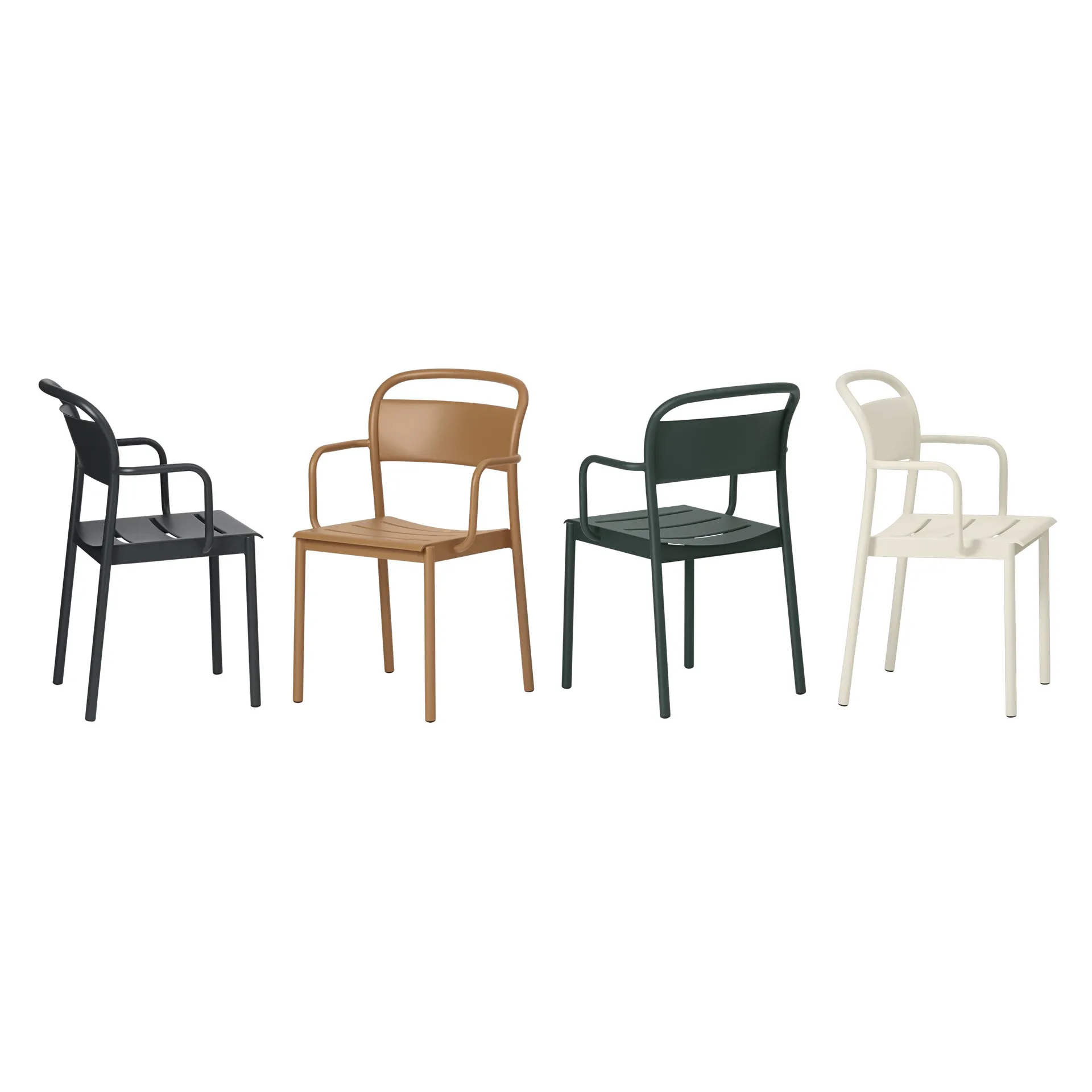 Linear steel armchair Armstuhl, Burnt orange Muuto