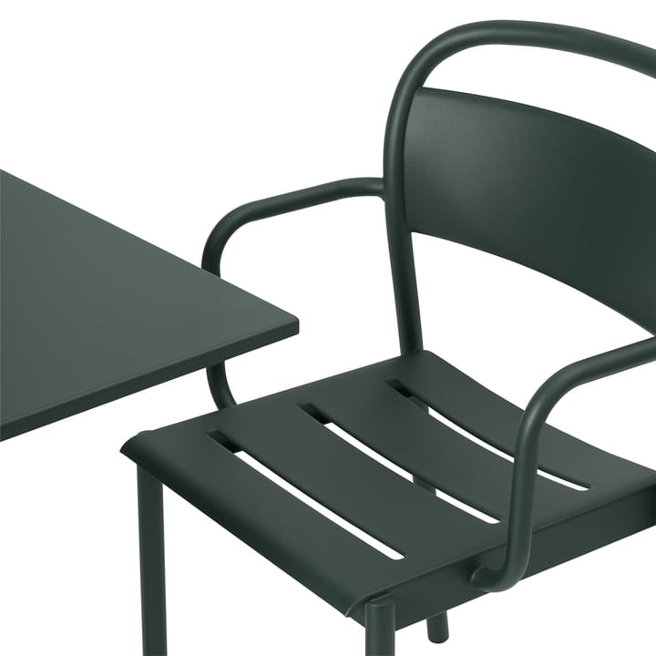 Linear steel armchair Armstuhl - Dark green - Muuto