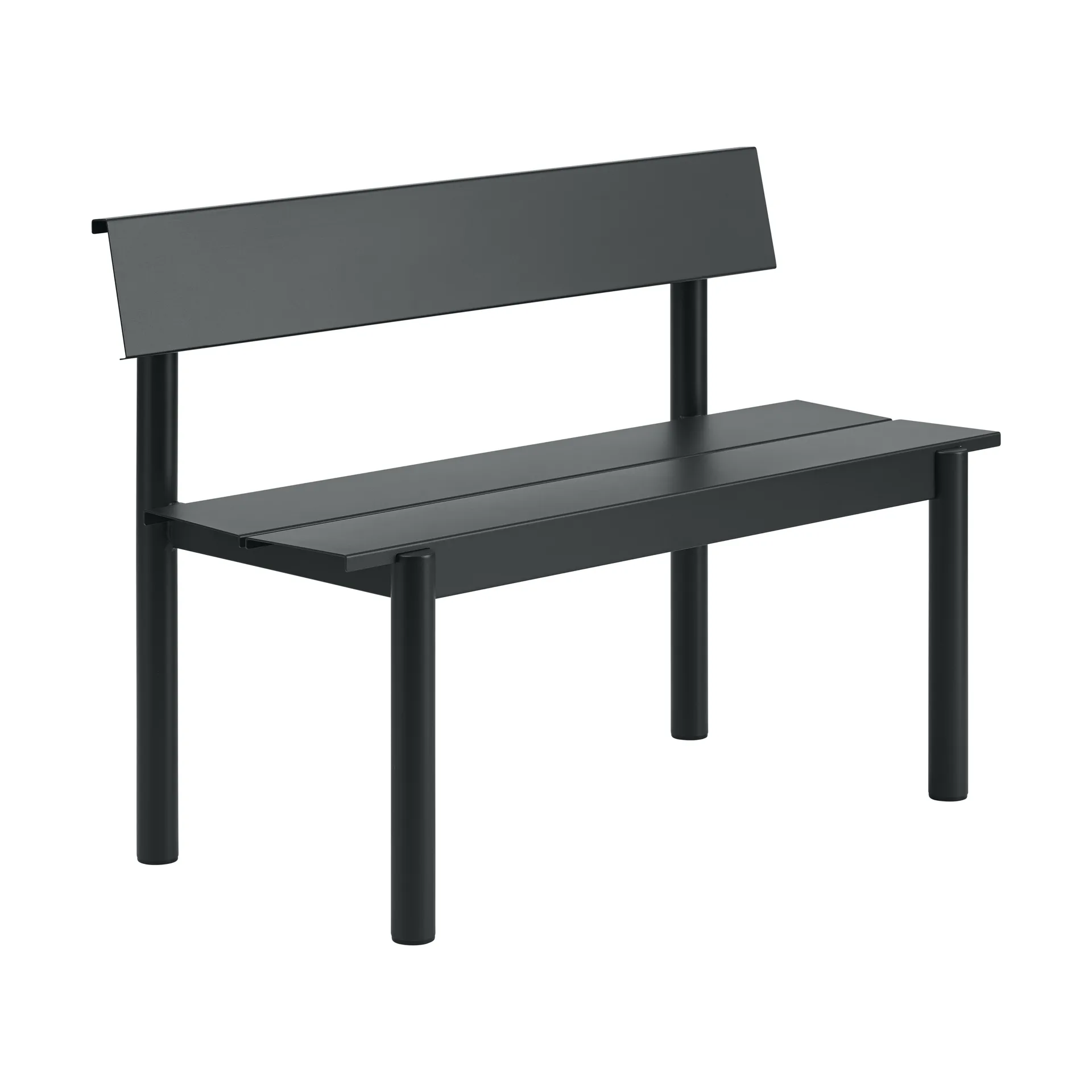 Linear Steel Bank mit Rückenlehne, Black, 110x34 cm Muuto