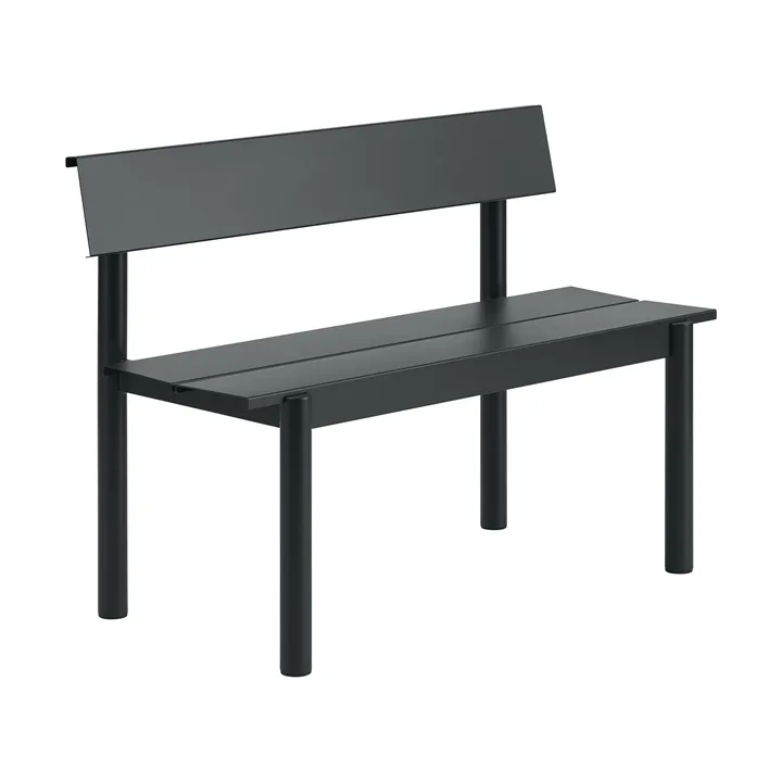 Linear Steel Bank mit Rückenlehne - Black, 110x34 cm - Muuto