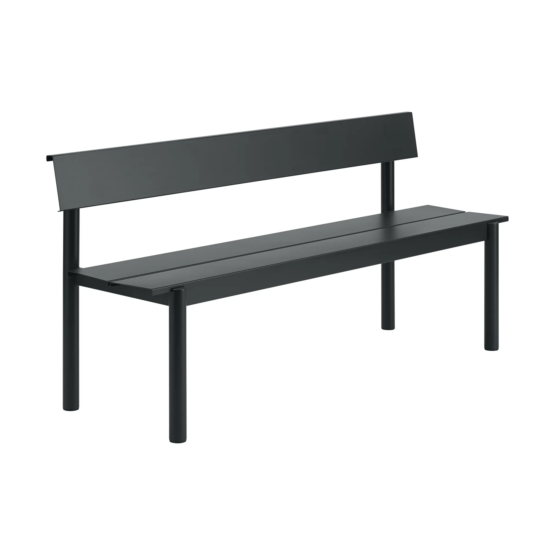 Linear Steel Bank mit Rückenlehne, Black, 170x34 cm Muuto