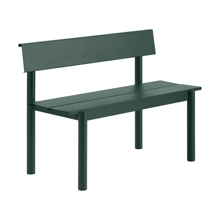 Linear Steel Bank mit Rückenlehne - Dark green, 110x34 cm - Muuto