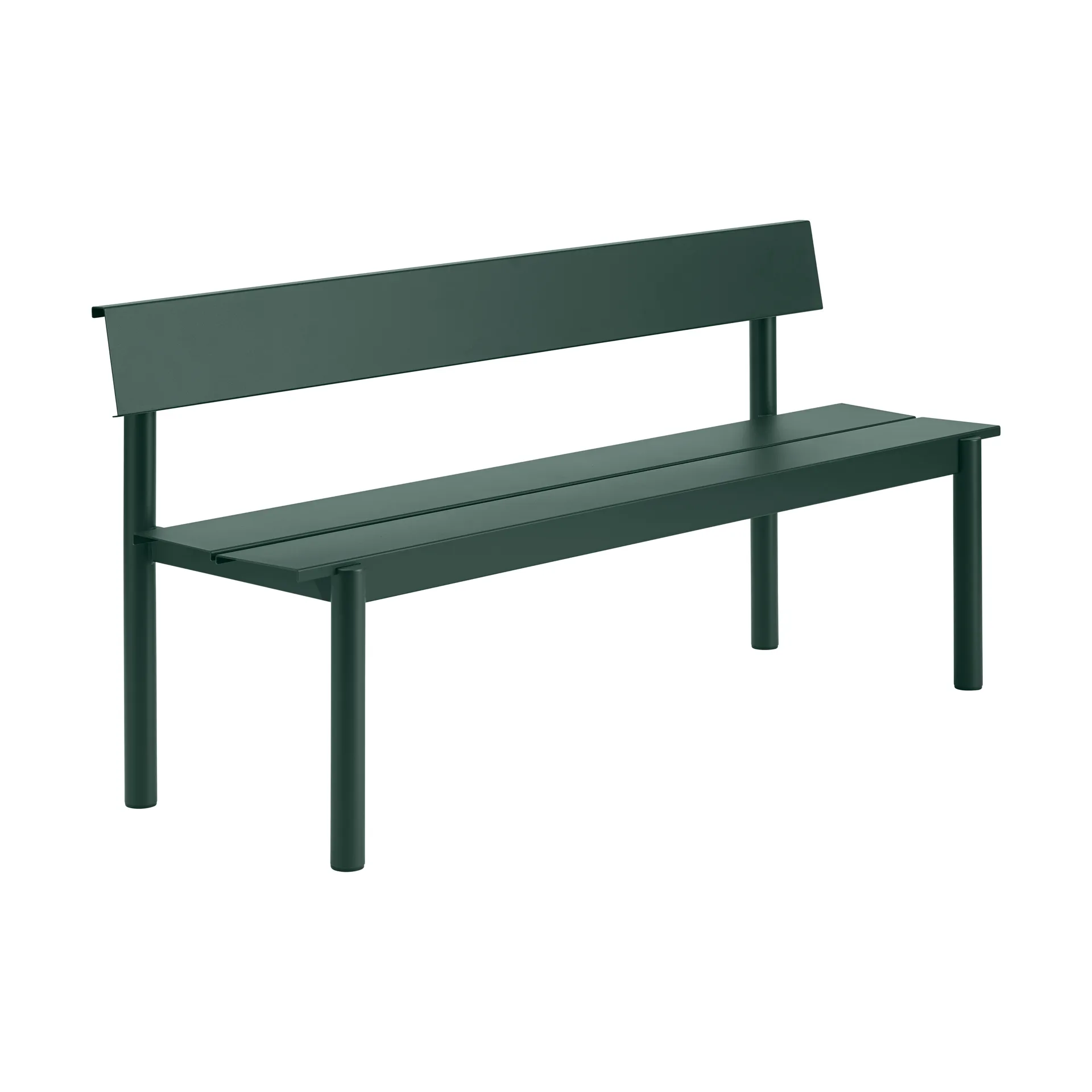 Linear Steel Bank mit Rückenlehne, Dark green, 170x34 cm Muuto